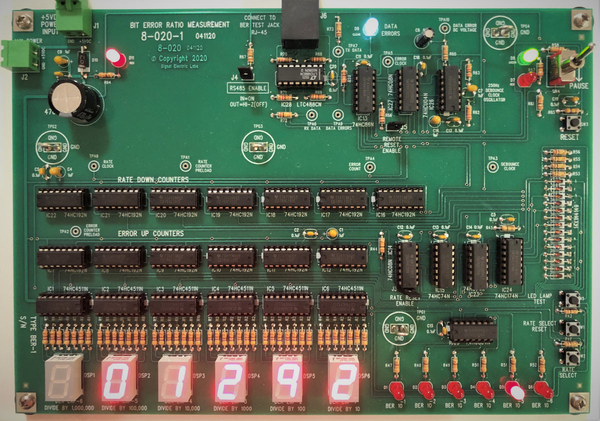 The Type BER-1 Bit Error Ratio (BER) system interfaces easily with all of our demodulator products using a single CAT-6 cable (supplied).